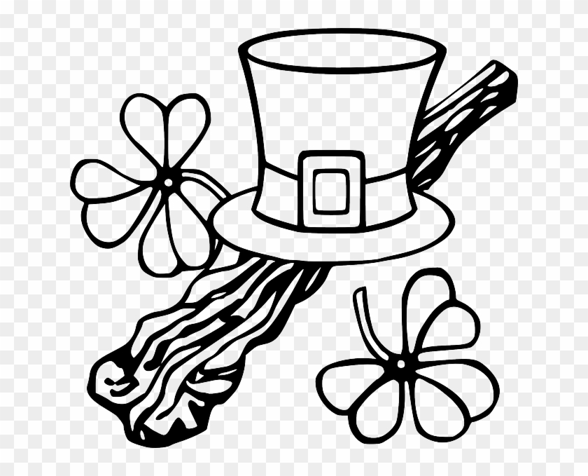 Hat Black, Outline, Tree, White, Branch, Clothing, - St Patrick's Day Clip Art #30565