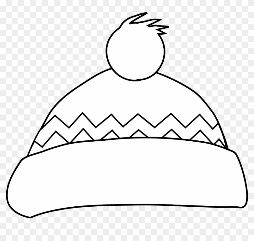 Bobble Cap Hat Winter White Warm Winter Hat Clipart Black And White