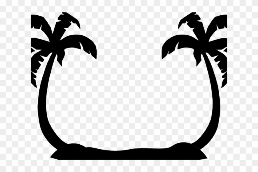 Palm Tree Clip - Tropical Trees Png Black White #31613