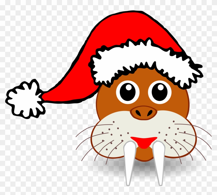 Winter Animal Clipart Free - Santa Claus Funny Hat #31702