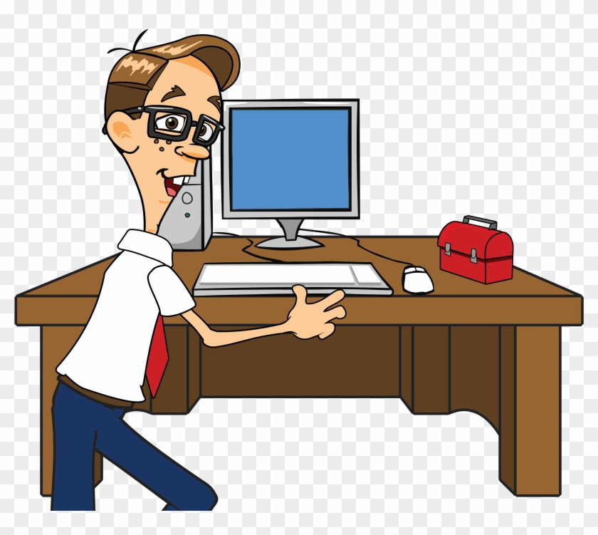 Ms Windows Clipart Computer Repair - Computer Nerd Cartoon Png #32073