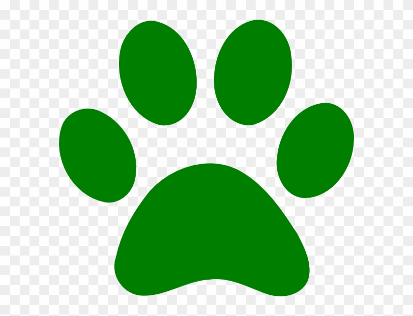 Green Paw Print Clip Art - Dark Green Paw Print #32119