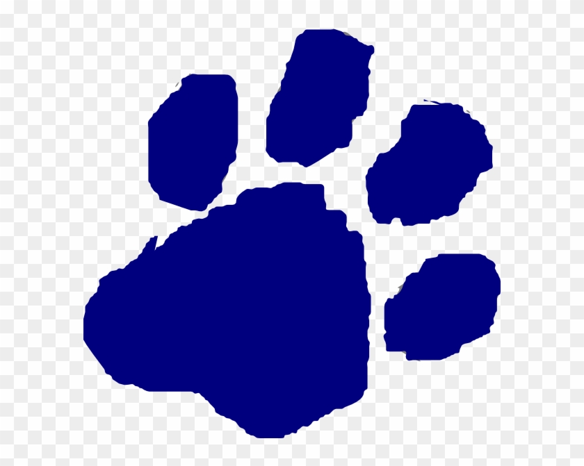 Blue Cougar Paw Clip Art #32127