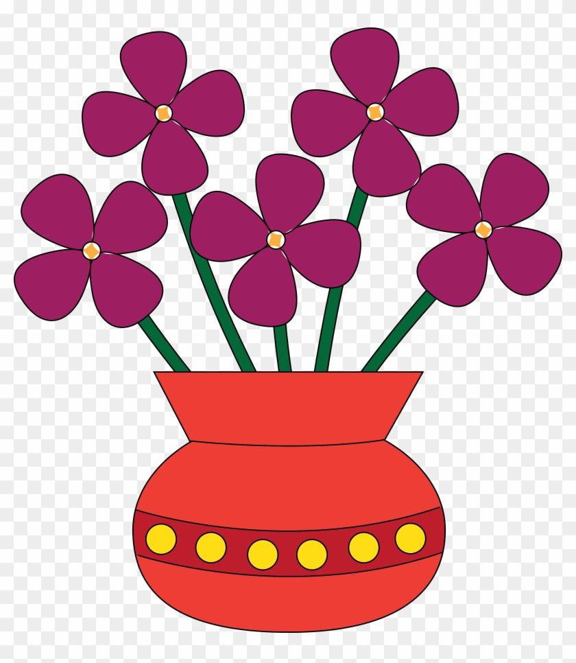 Flower Clip Art - Cartoon Flower In A Vase #32170
