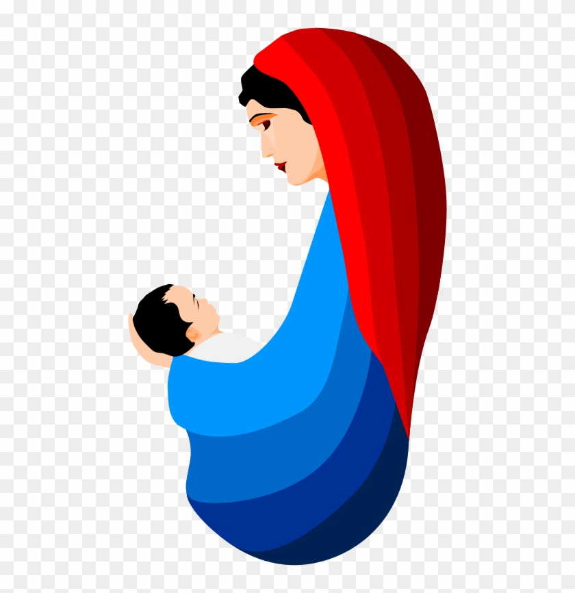 Catholic Christian Christmas Jesus Mary Nativity - Mary With Baby Jesus Clip Art #32270