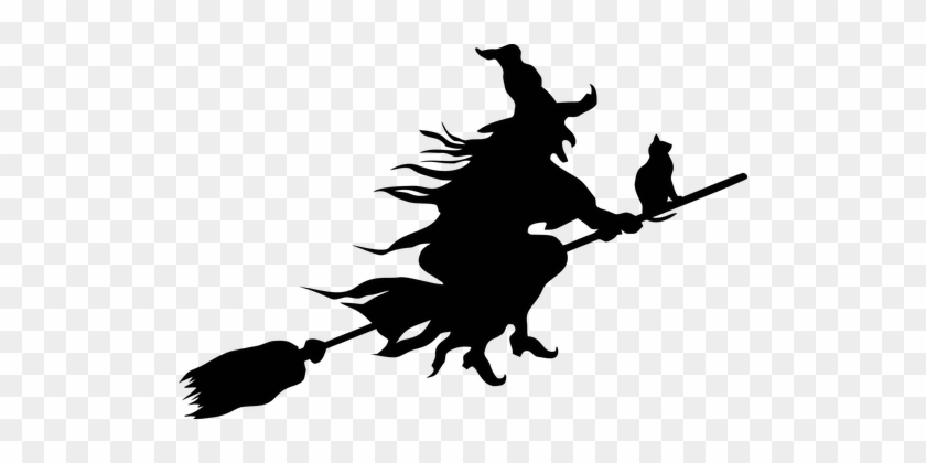 Witch, Evil, Scary, Spooky, Halloween - Witch Flying On A Broom Silhouette #32540