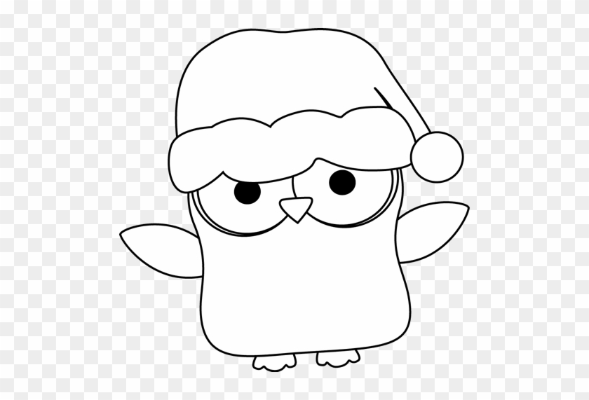 Black And White Christmas Owl Clip Art - Black And White Christmas #32566