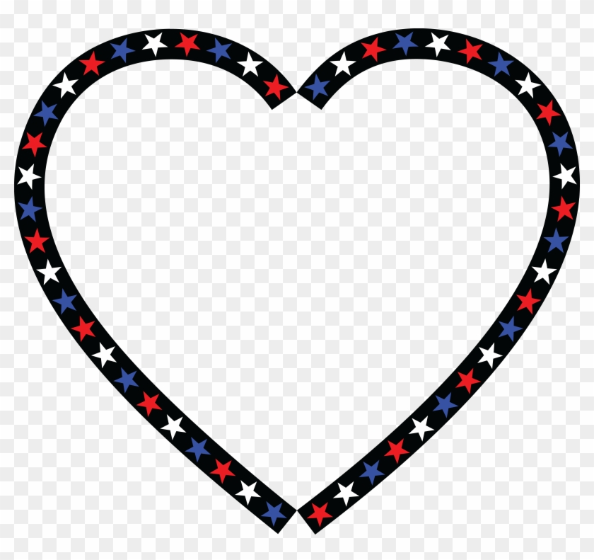 Free Clipart Of A Patriotic American Star Patterned - Red White Blue Heart #32735