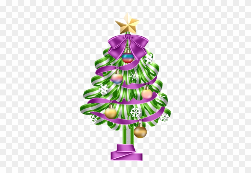 Christmas Tree Snow Globe Transparent Png Clip Art - Christmas Colorful Ribbon Clipart #32742