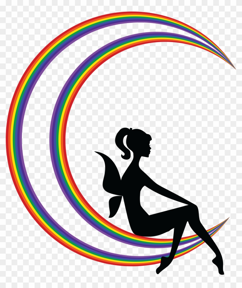 Free Clipart Of A Black Silhouetted Female Fairy Sitting - Fairy Silhouette Sitting Fairy #32856