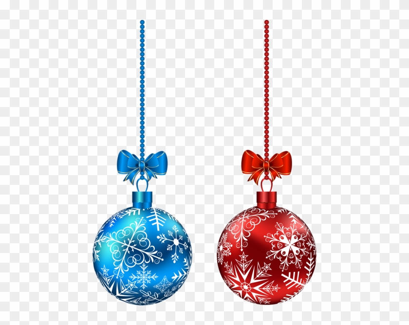 Blue And Red Hanging Christmas Balls Png Clip-art Image - Red And Blue Christmas Ornaments #32936