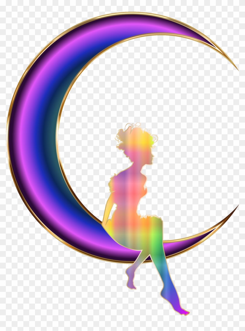 Clipart - Girl Sitting On Crescent Moon #33048