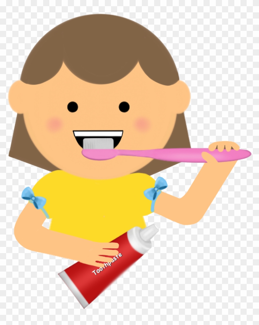 Brushing - Girl Brushing Teeth Clipart Png #33177