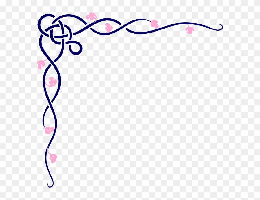 Blue And Pink Vine Clip Art Frame And Borders Download - Page Corner Designs Png #34051