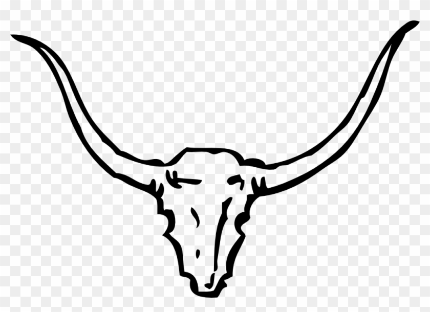 Bull Skull Black White Line Art Coloring Book Colouring - Bull Horns #34095
