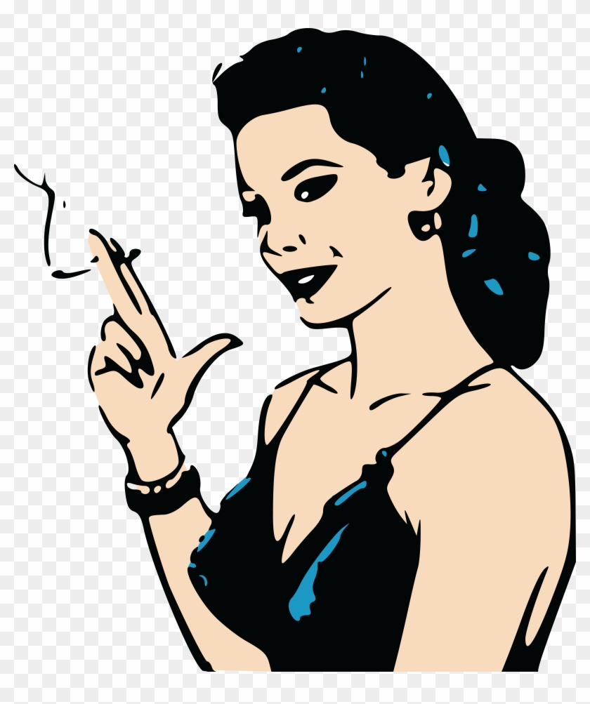 - Ai, - Eps, - Svg, - Free Clipart Of A Retro - Cartoon Of Woman Smoking #34423