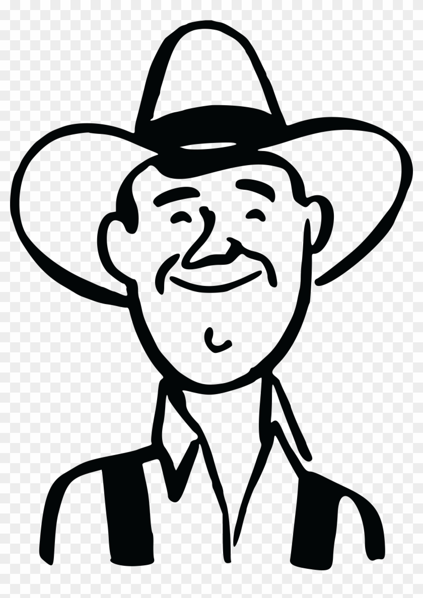 - Ai, - Eps, - Svg, - Free Clipart Of A Retro - Cowboy Head Clipart Black And White #34444
