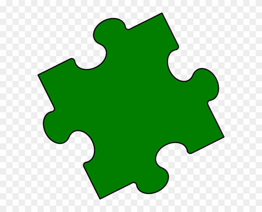 Green Retro Clip Art - Light Blue Puzzle Piece #34613