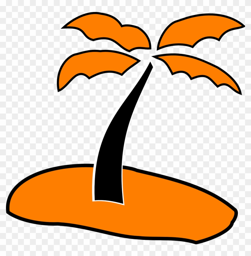 Palm Tree Sand Orange Black Beach Summer - Beach Love Icon Png #34629