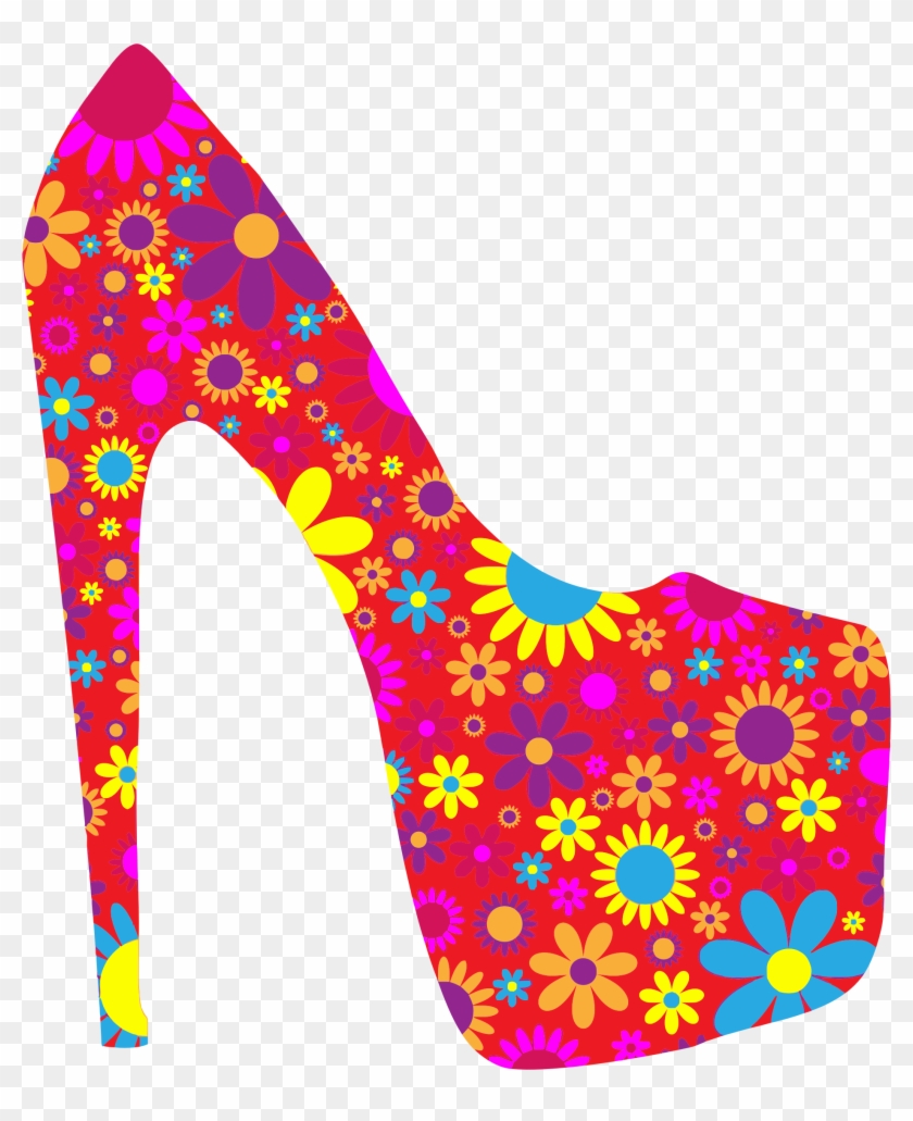 Retro Floral Shoe - Fashion Shoe Clipart - Free Transparent PNG Clipart  Images Download