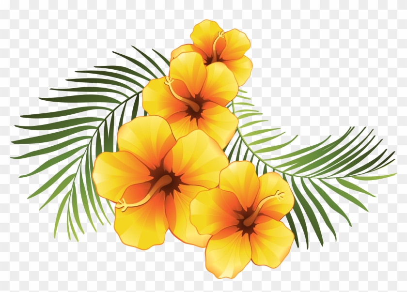 Exotic Floral Decoration Transparent Png Clip Art Image - Transparent Tropical Flower Clipart #34709