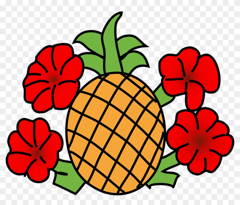 Pineapple With Flowers Clip Art At Clker - Pineapple Clip Art #34713