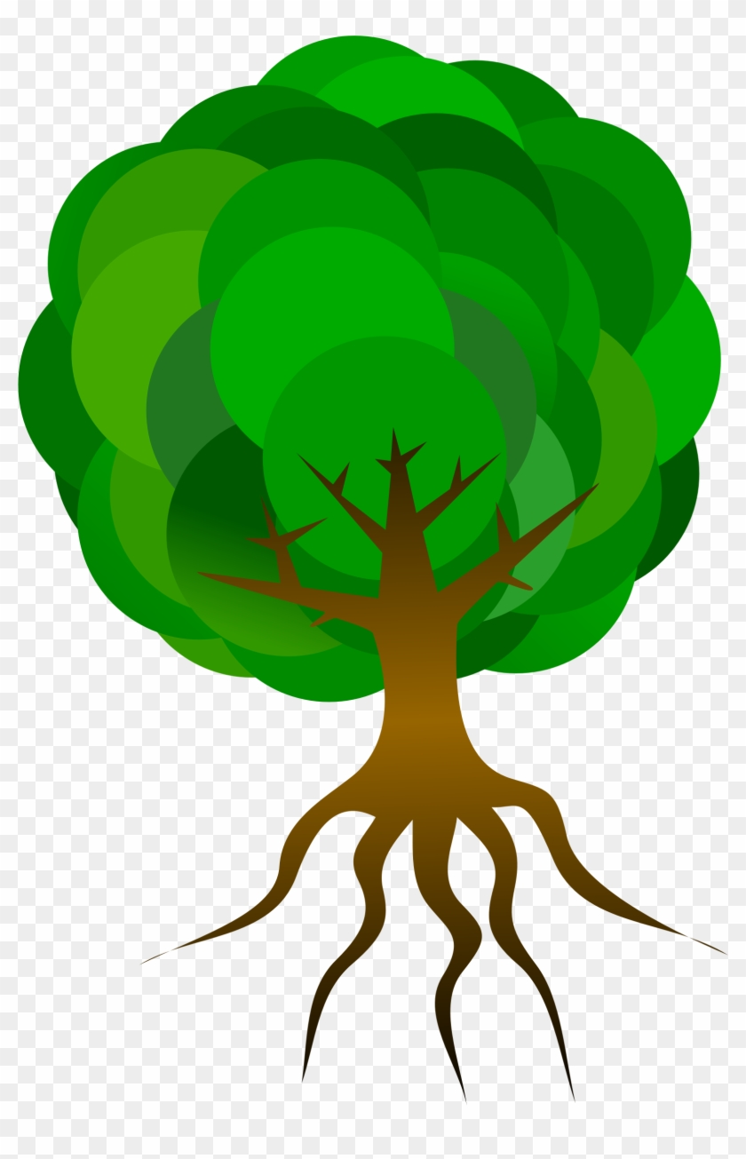 Simple Tree 1 Clipart, Vector Clip Art Online, Royalty - Tree Cartoon With Roots #34756