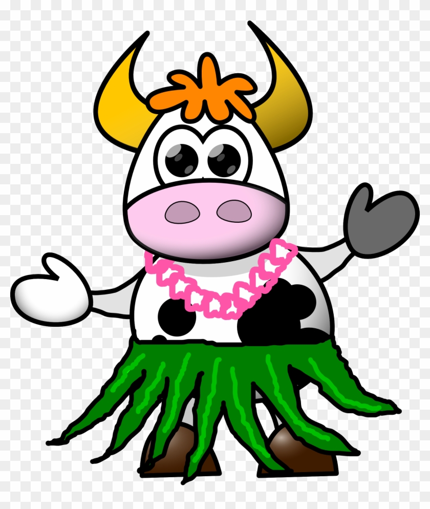Cow Cartoon Skirt Hula Hawaiian Costume Animal - Cow In Hula Skirt #34800