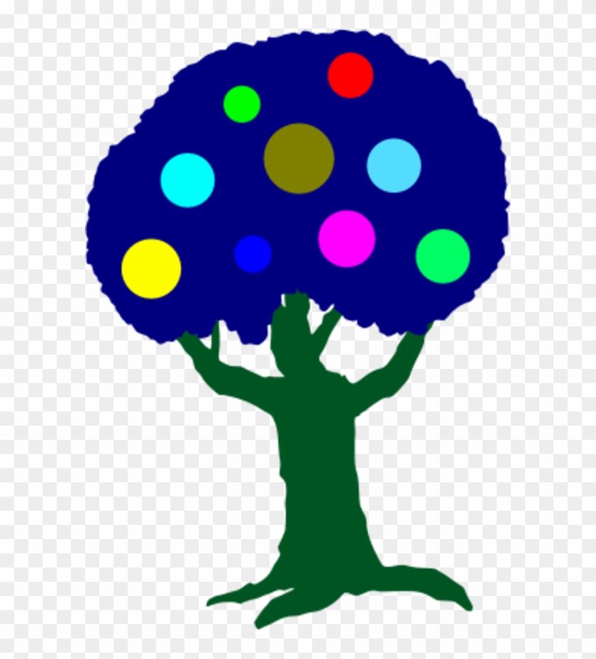 Tree With Colorful Circles Fruit - Clip Art #35422