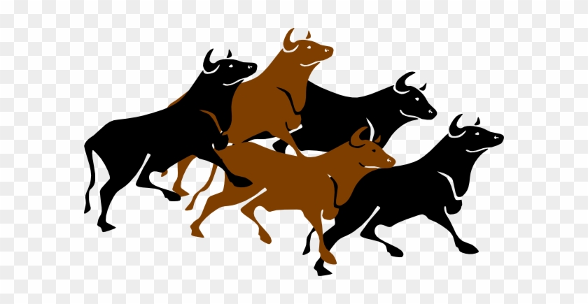 Bull Stampede Agitated Clip Art - Stampede Clipart #35477