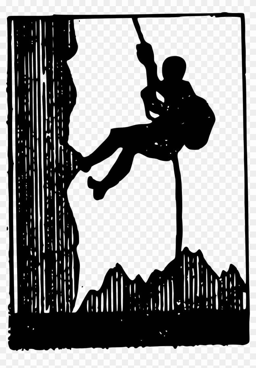 Clipart - Black And White Silhouette Rock Climbing Clipart #35727