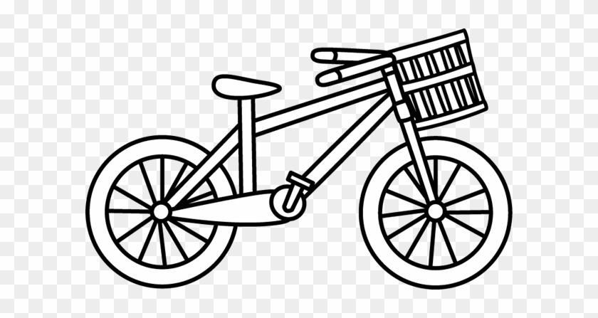 White Bicycle With A Basket - Bike Clip Art Black And White - Free