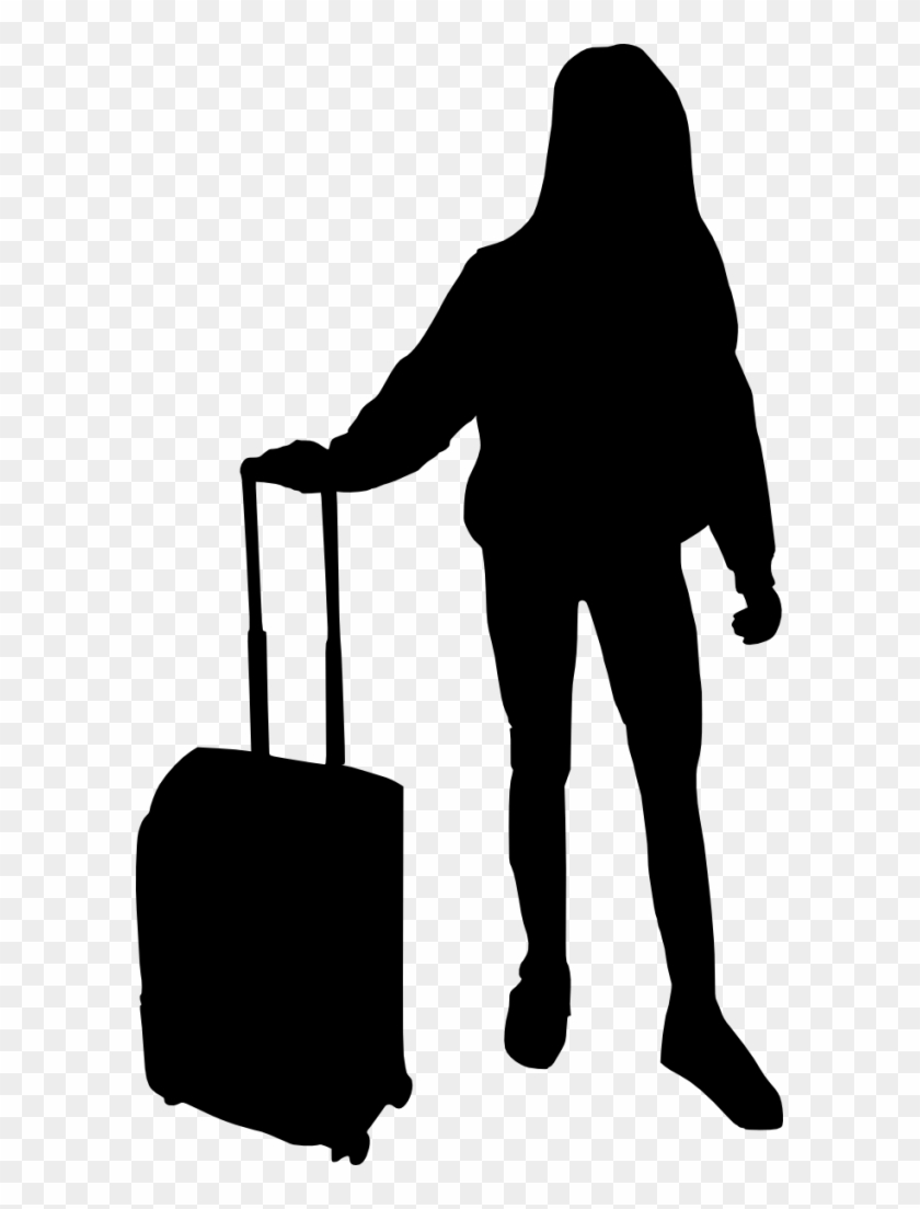 People With Luggage Silhouette Png - Girl With Suitcase Silhouette #204649