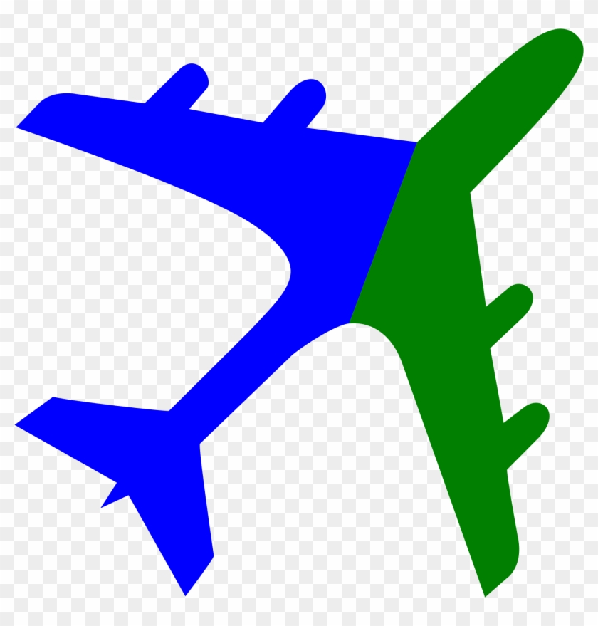 Fileairplane Silhouette Blue Green - Airplane Clipart #204821