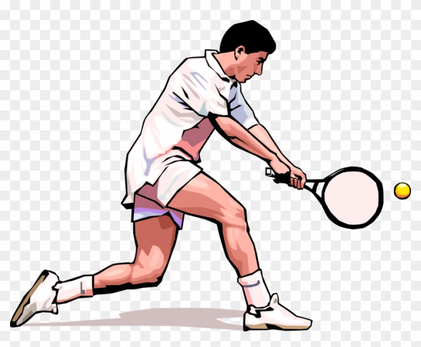 Vector Illustration Of Tennis Player With Racket Or - Strap #205959