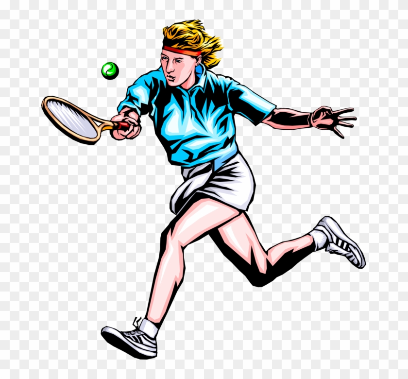 Vector Illustration Of Tennis Player Hits The Ball - Playing Tennis Vector Png #205962