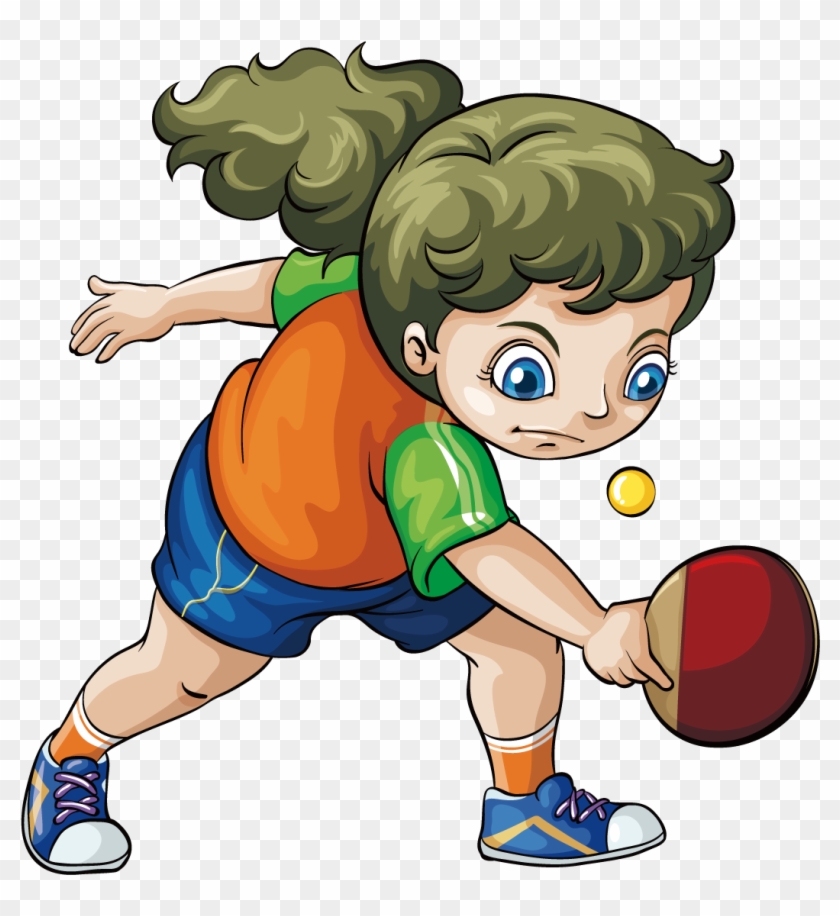 Tennis Girl Table Tennis Racket Illustration - Tennis Girl Table Tennis Racket Illustration #206032