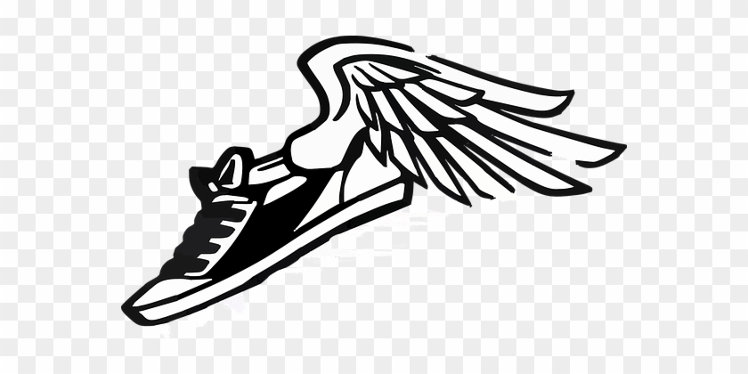 Sneaker Tennis Shoe Wings Symbol Black Whi - Track And Field Clipart Blue #206024