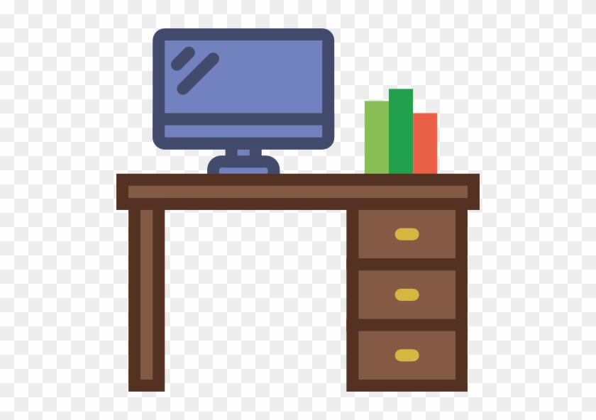 Related Desk Clipart Png - Table With Computer Clipart Png #206569