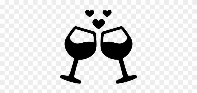 Wine Glasses With Hearts Vector - Wine Glasses Vector Png #206887