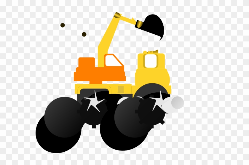 Bulldozer, Orange And Yellow Clip Art At Clker - Excavator Cartoon #207029