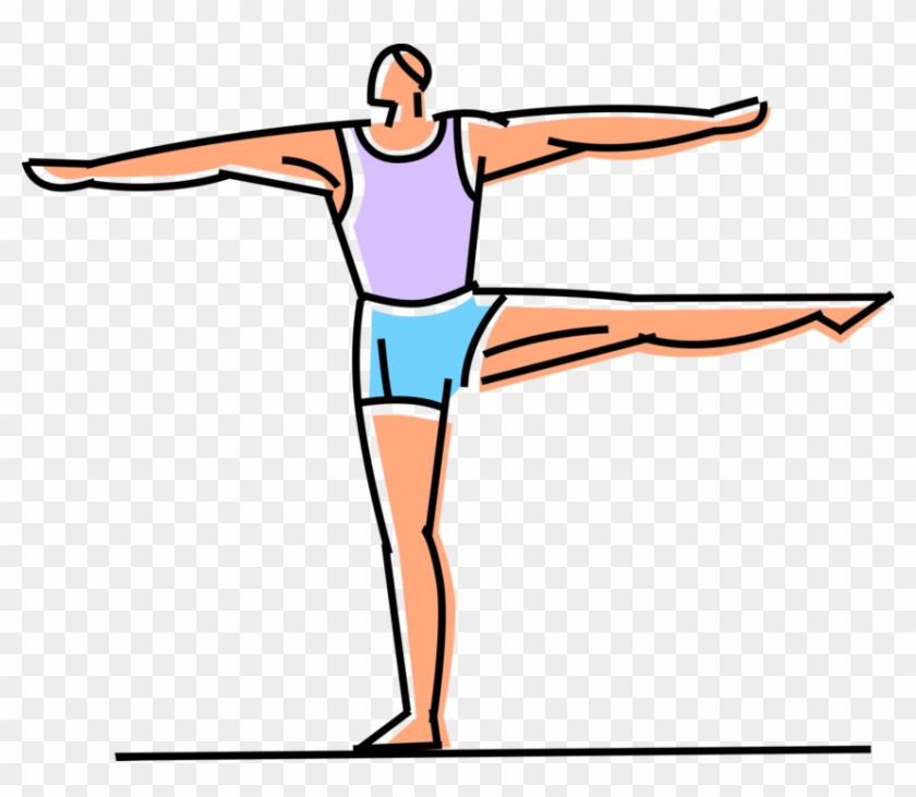 Vector Illustration Of Gymnast Balancing On One Leg - Vector Illustration Of Gymnast Balancing On One Leg #207527