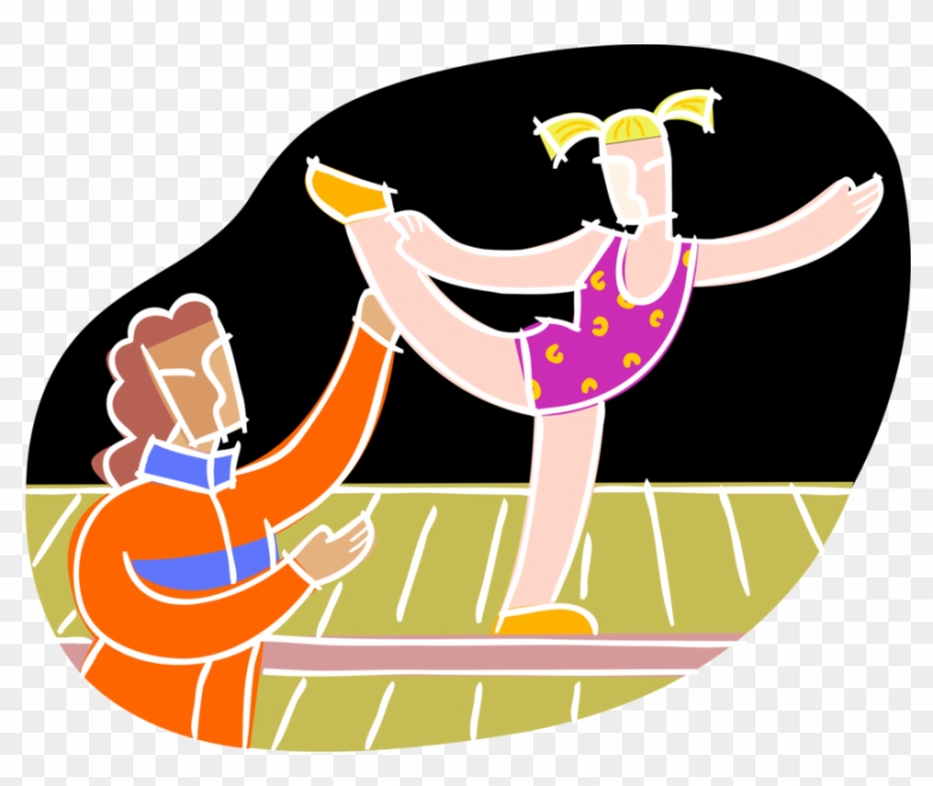 Vector Illustration Of Gymnast Gets Instruction On - Gymnastics #207528