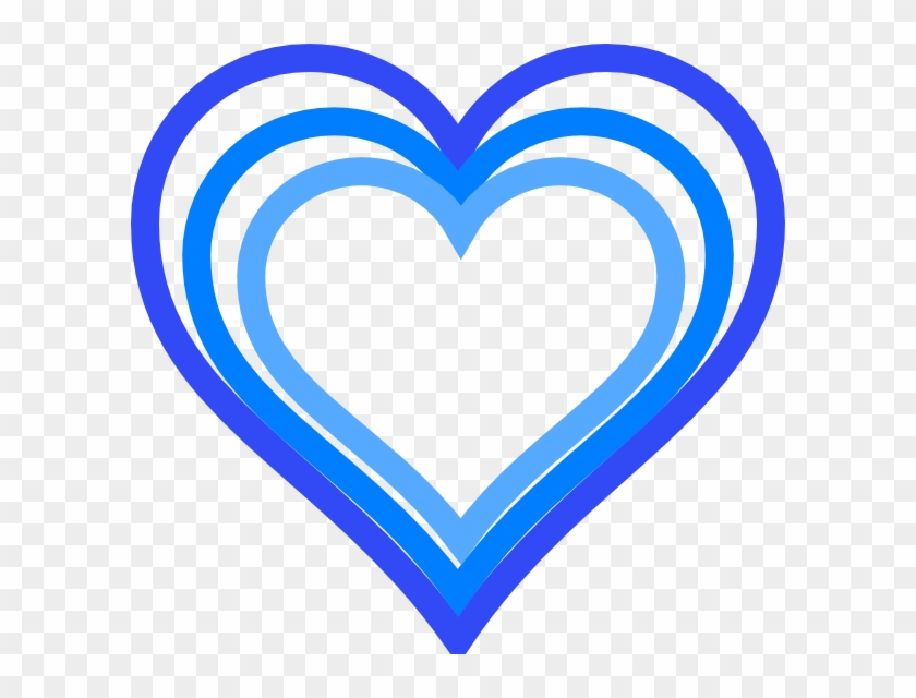 Triple Blue Heart Outline Clip Art At Clker - Blue And White Heart #207573