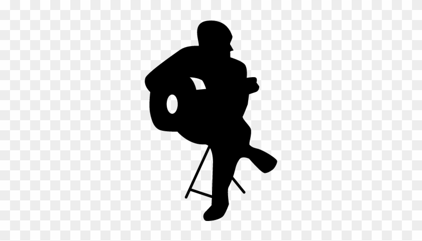 Flamenco Guitar Player Sitting Silhouette Vector - People Sitting Silhouette Png #1309843