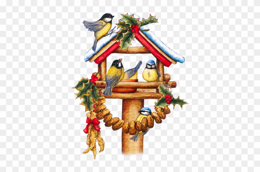 Album - Christmas Birds On A Bird House Clip Art #1309985