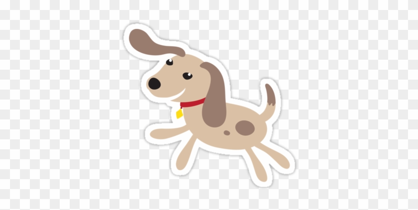 Cute, Happy Cartoon Puppy Dog With Red Collar - Gray Dog Cartoon #1310117
