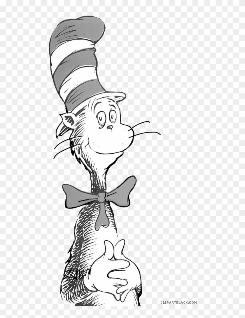 The Cat In The Hat Animal Free Black White Clipart - Cat In The Hat Card #1310210