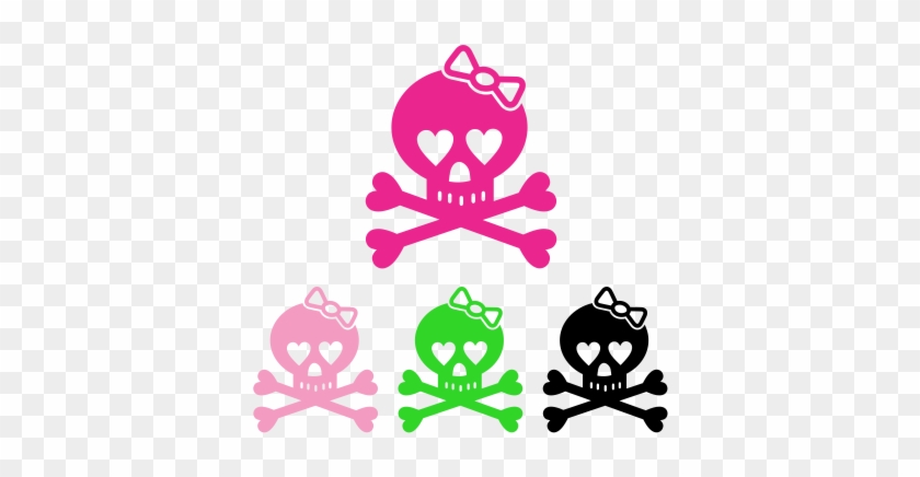Skull With Bow Decal - Skull And Crossbones Girly #1310334
