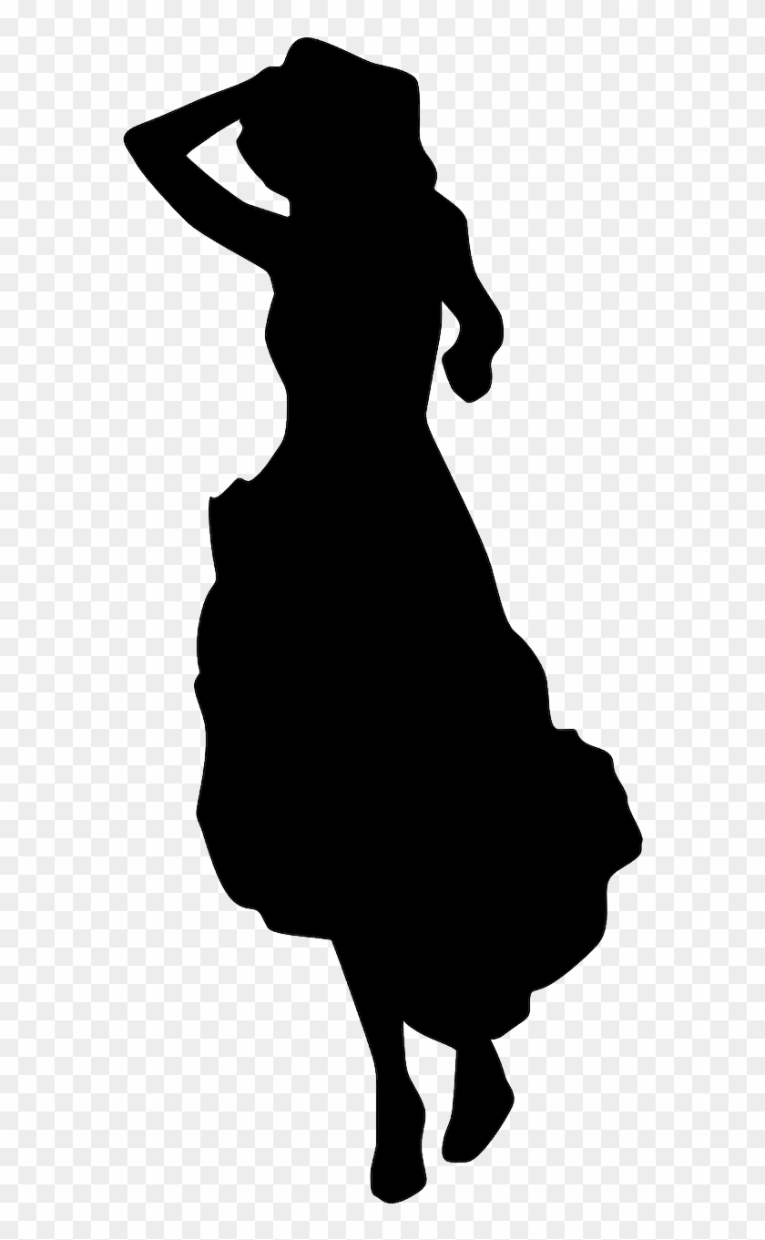 Silhouette Of A Woman In A Long Skirt Or Dress By Openclipartvectors - Siluet Png #1310486